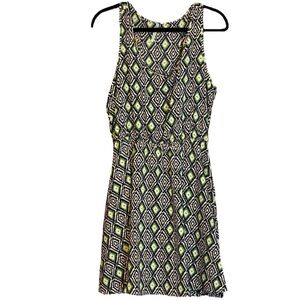 Moonlight Women's Blue Green Geometric Sleeveless Razorback Dress Size L